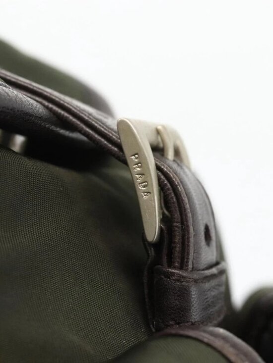 PRADA Backpack Nylon Green Silver Auth bs34256